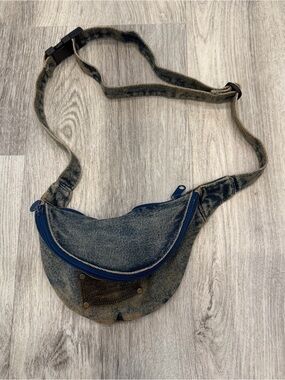 Bonjour Acid Wash Denim Fanny Pack Belt Bag Adjustable Y2K